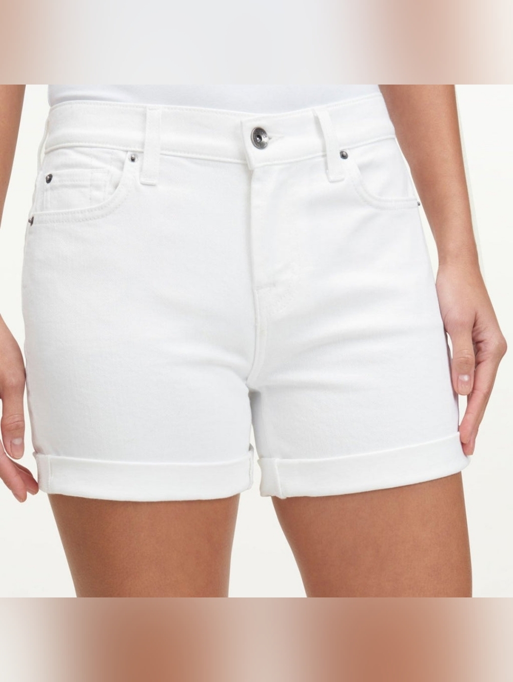 a.n.a White Cuffed Denim Shorts